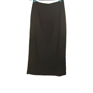 Michele Black Polyester Long Pencil Skirt, Back Zip, Slit, 33” Length Women’s 10